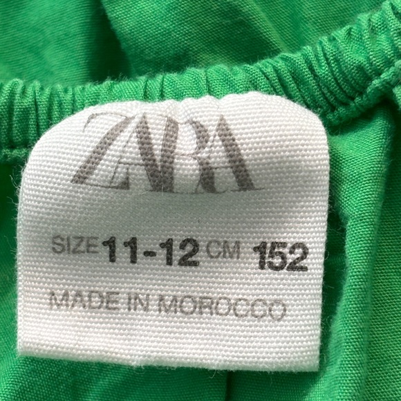 Zara Girls Green Cotton Tiered Dress Spaghetti Straps Size 11–12 - Picture 6 of 8